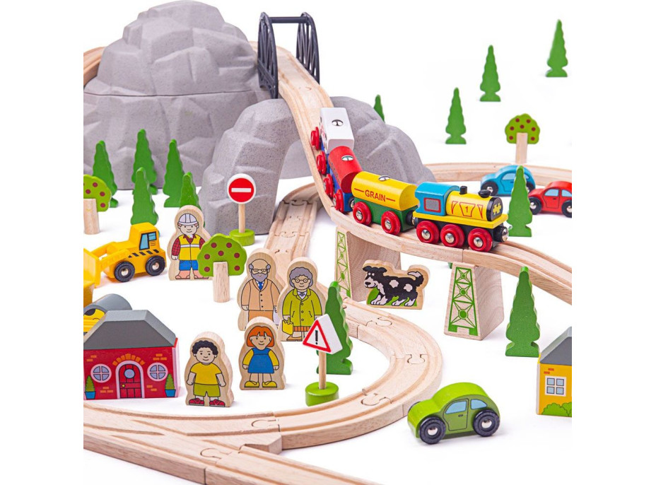 Bigjigs Rail Drevená vláčikodráha horská cesta 112 dielov