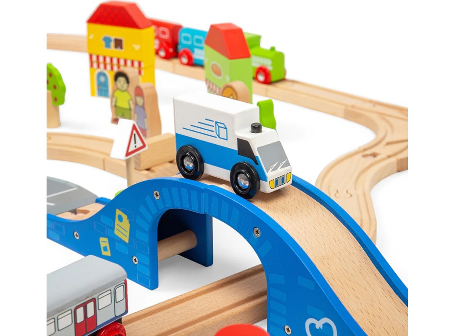 Bigjigs Rail Vláčikodráha a autodráha