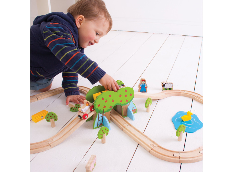 Bigjigs Rail Drevená vláčikodráha farma