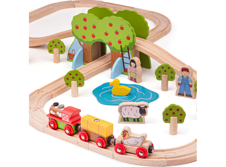 Bigjigs Rail Drevená vláčikodráha farma