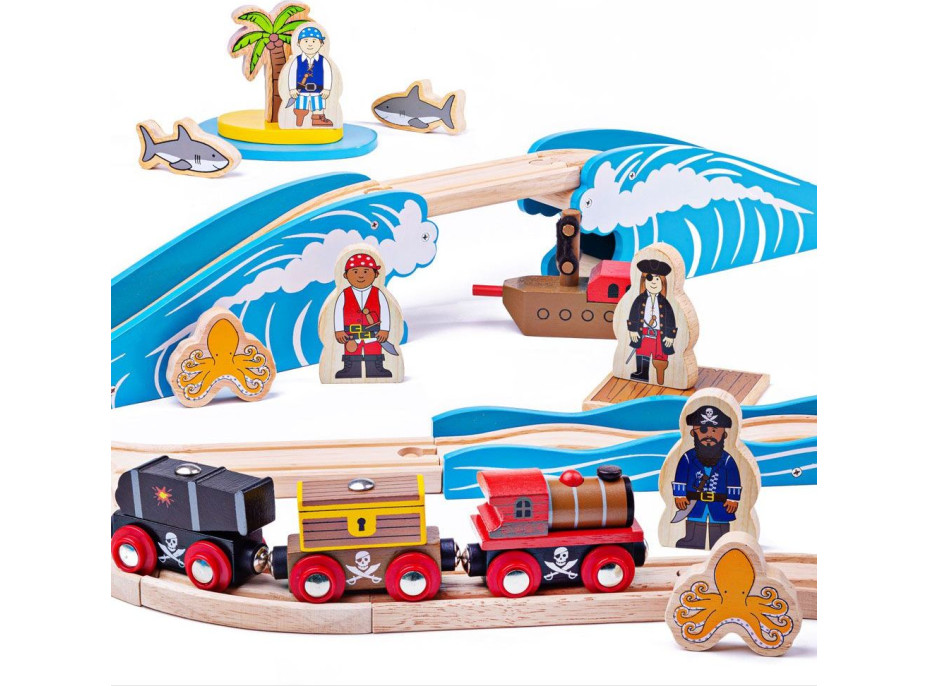 Bigjigs Rail Drevená vláčikodráha piráti