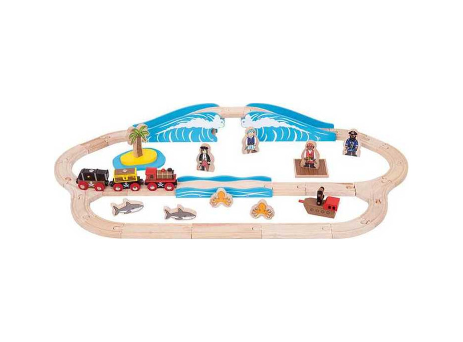 Bigjigs Rail Drevená vláčikodráha piráti