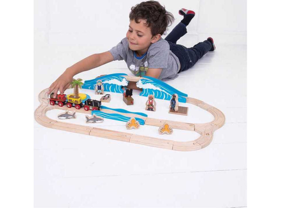 Bigjigs Rail Drevená vláčikodráha piráti