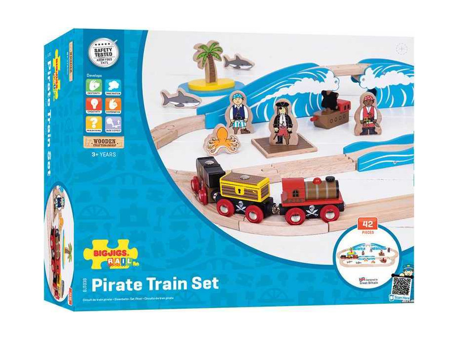 Bigjigs Rail Drevená vláčikodráha piráti