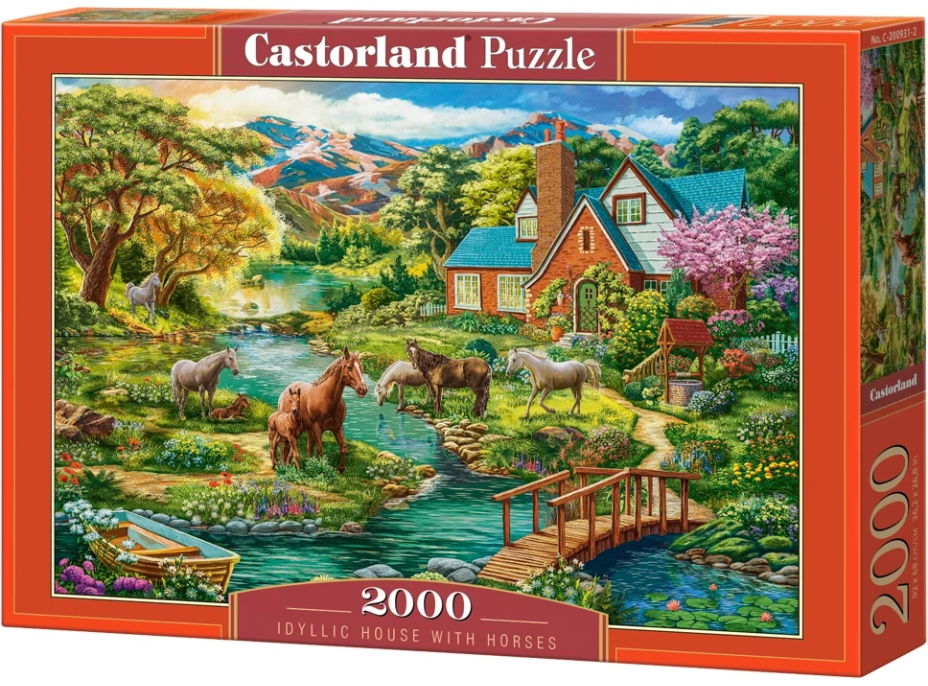 CASTORLAND Puzzle Idylický dom s koňmi 2000 dielikov