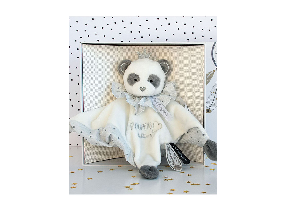 Doudou Darčeková sada - plyšový muchláčik panda 20 cm