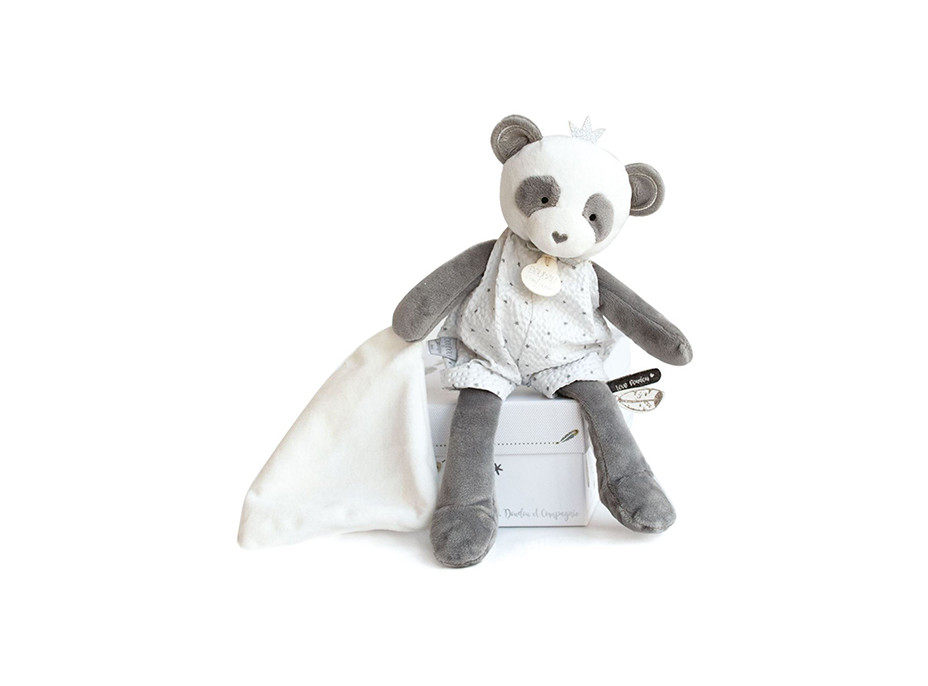 Doudou Darčeková - plyšová panda s dečkou 28 cm