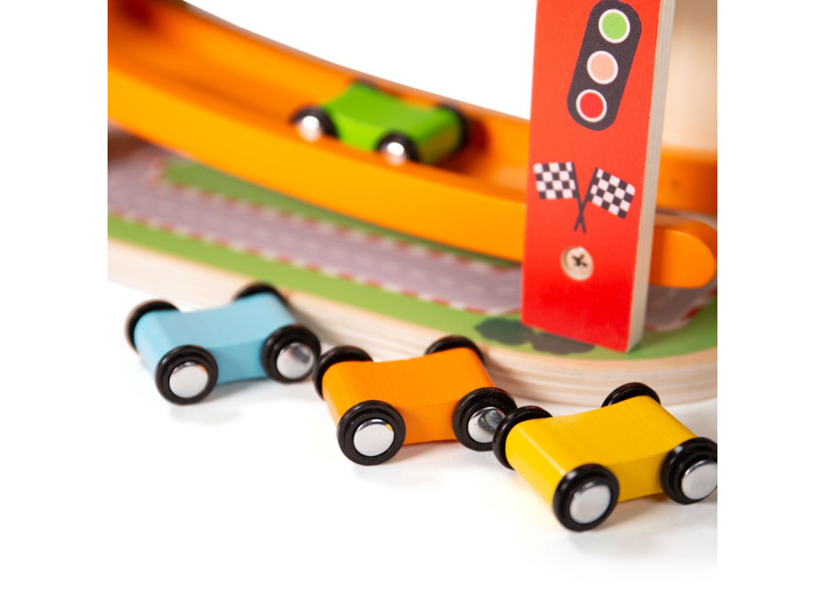 Bigjigs Toys Drevená automobilová závodná dráha