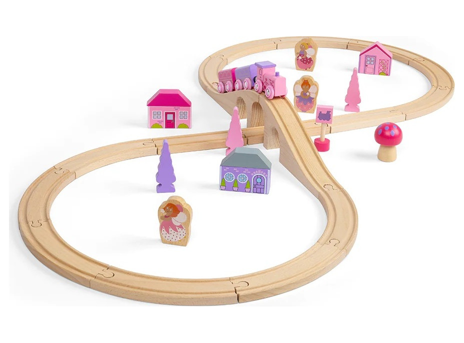 Bigjigs Rail Drevená vláčikodráha osmička pre princezné 35 dielov