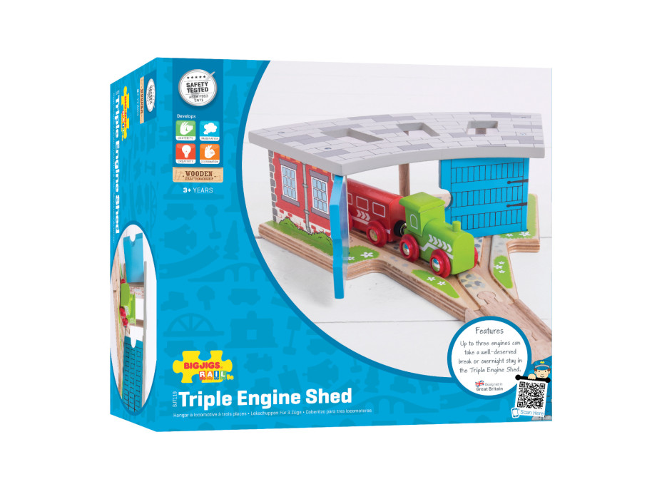 Bigjigs Rail Trojité depo s bránou - poškodený obal