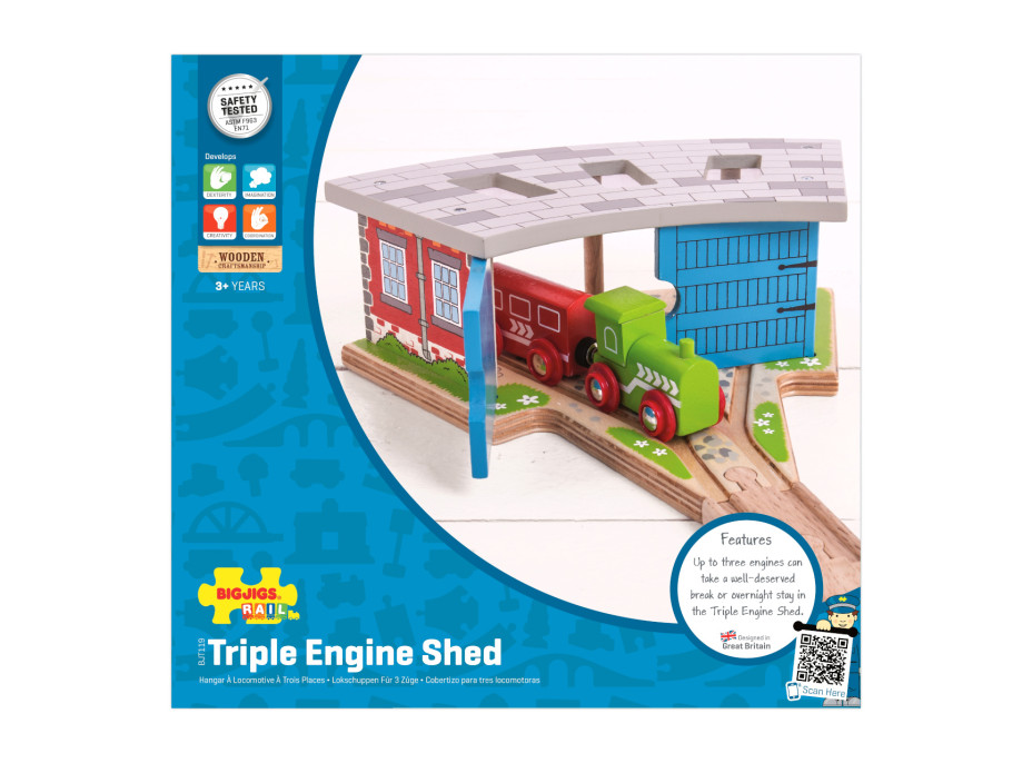 Bigjigs Rail Trojité depo s bránou - poškodený obal