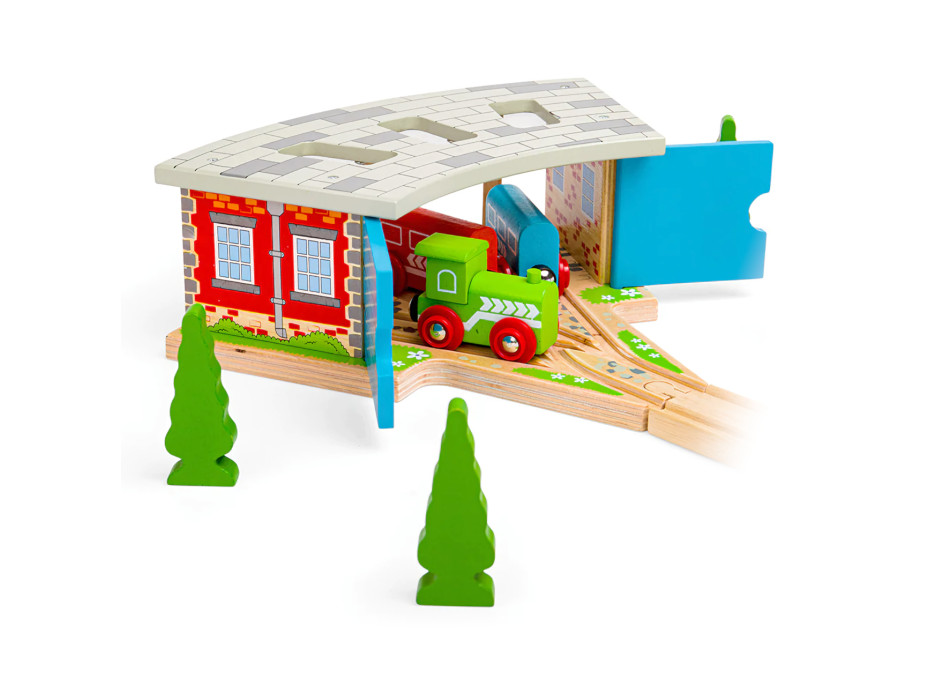 Bigjigs Rail Trojité depo s bránou - poškodený obal