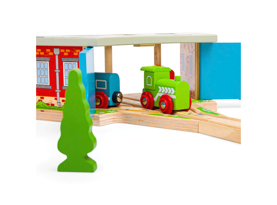 Bigjigs Rail Trojité depo s bránou - poškodený obal