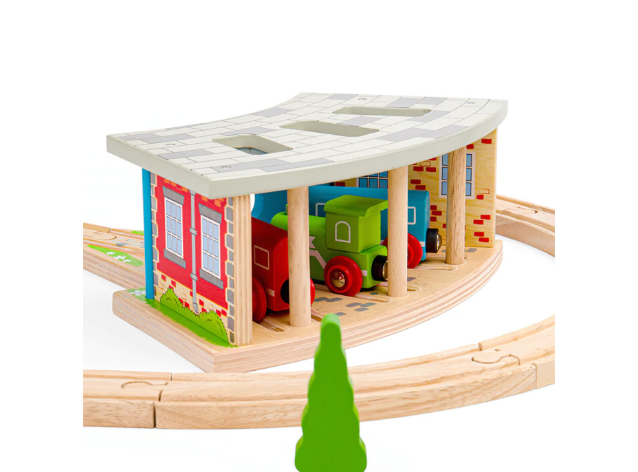 Bigjigs Rail Trojité depo s bránou - poškodený obal