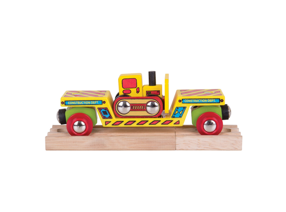 Bigjigs Rail Vagon s buldozérom + 2 koľaje