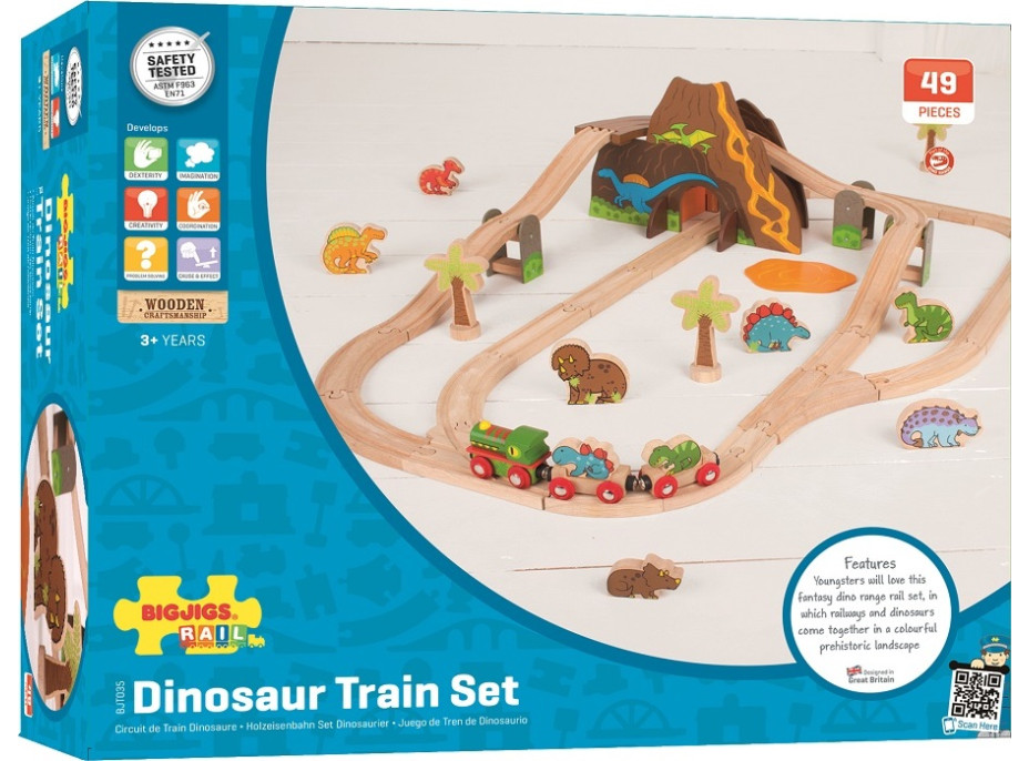 Bigjigs Rail Drevená vláčikodráha dinosaury