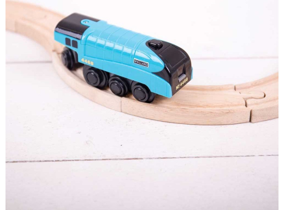 Bigjigs Rail Elektrická lokomotíva Mallard modrá