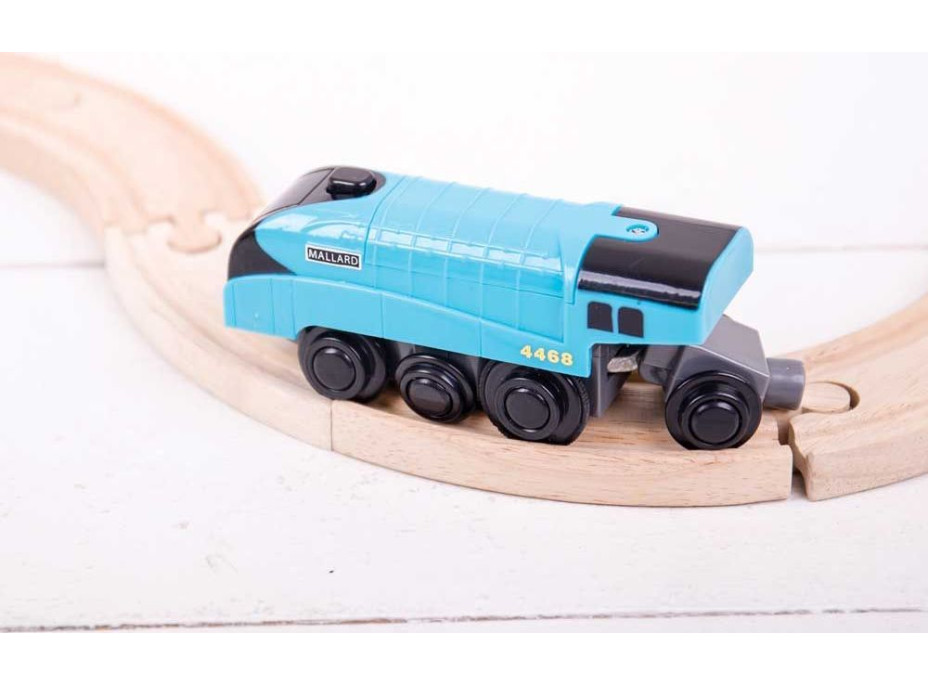 Bigjigs Rail Elektrická lokomotíva Mallard modrá