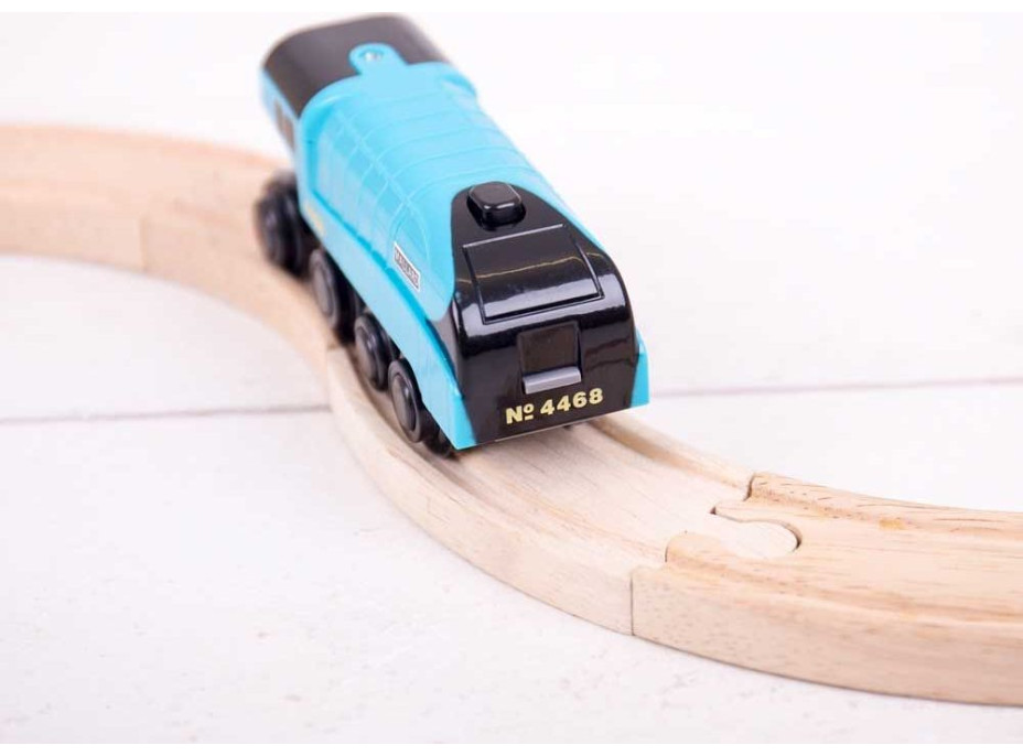 Bigjigs Rail Elektrická lokomotíva Mallard modrá