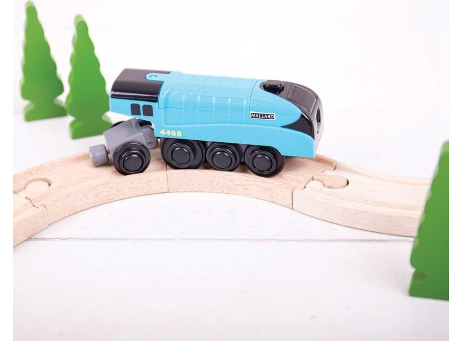 Bigjigs Rail Elektrická lokomotíva Mallard modrá