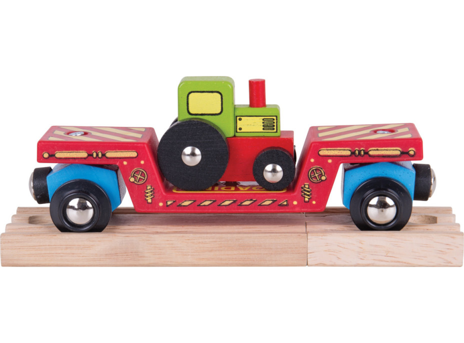 Bigjigs Rail Vagon s traktorom + 2 koľaje