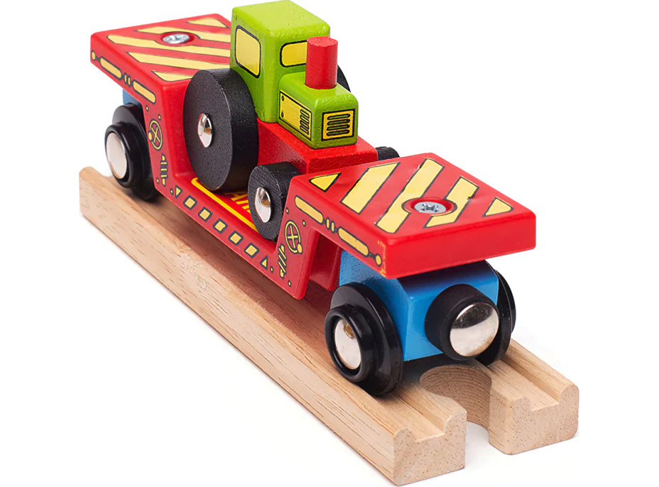 Bigjigs Rail Vagon s traktorom + 2 koľaje