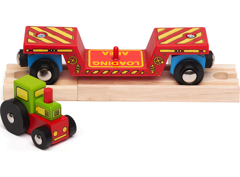 Bigjigs Rail Vagon s traktorom + 2 koľaje