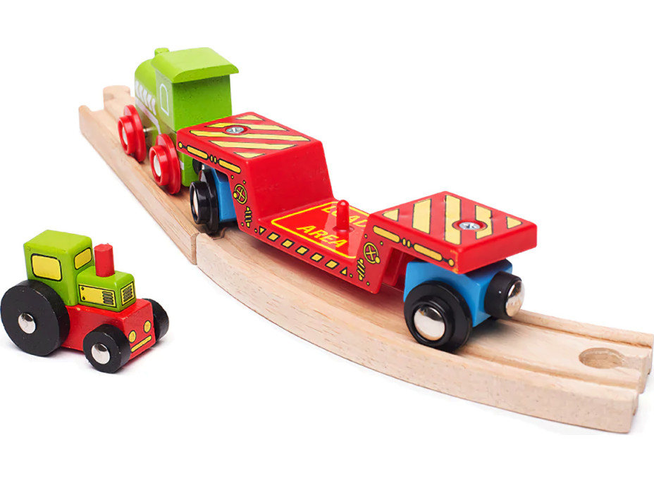 Bigjigs Rail Vagon s traktorom + 2 koľaje