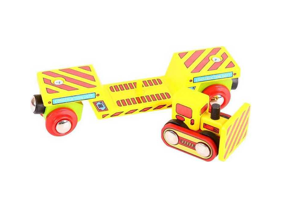 Bigjigs Rail Vagon s buldozérom + 2 koľaje