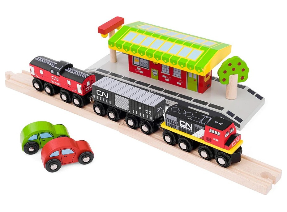 Bigjigs Rail CN nákladný vlak + koľaje