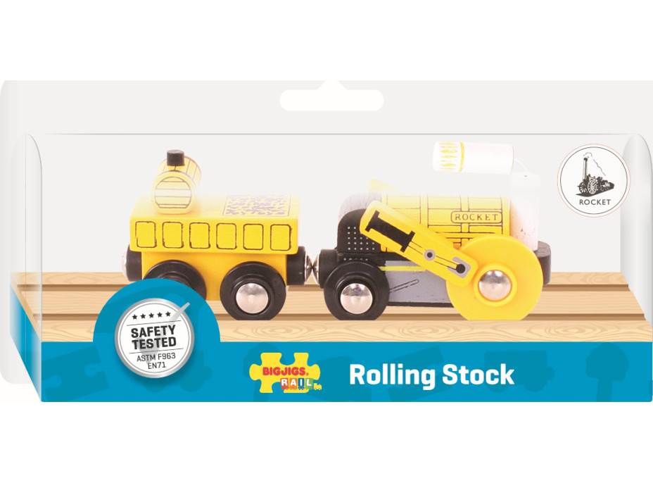 Bigjigs Rail Replika historickej lokomotívy Rocket + 2 koľaje