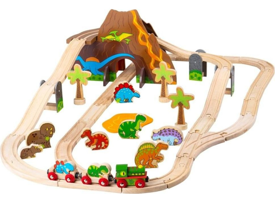 Bigjigs Rail Drevená vláčikodráha dinosaury