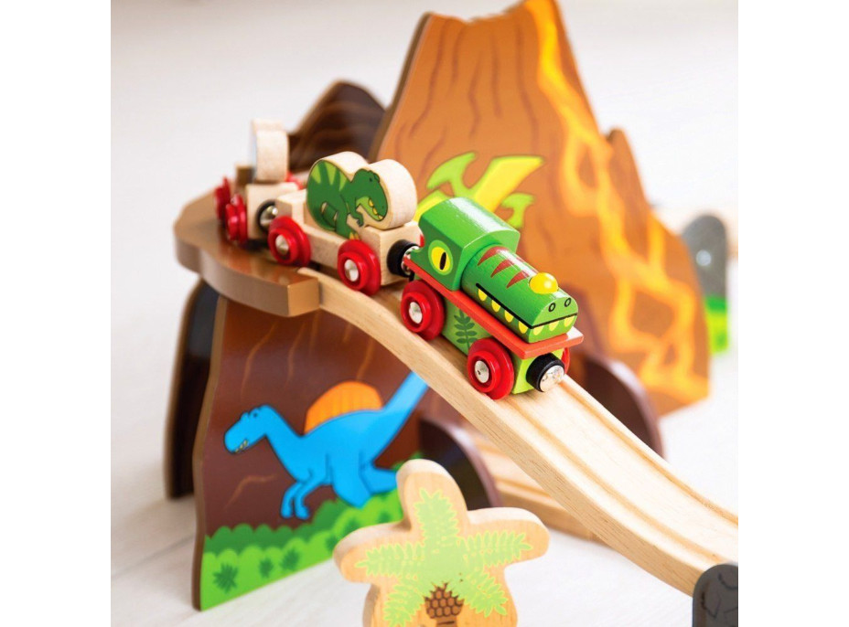 Bigjigs Rail Drevená vláčikodráha dinosaury