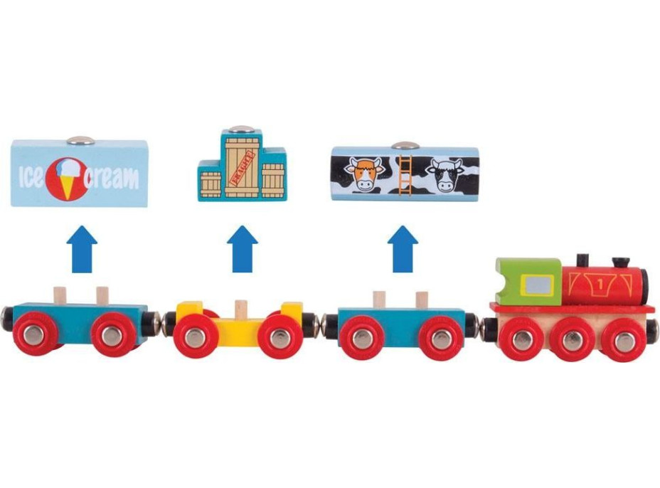 Bigjigs Rail Vlak s tovarom + 3 koľaje