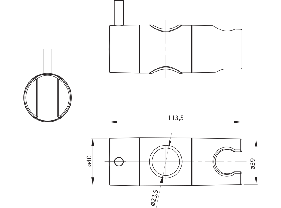 Sapho Držiak pre sprchovú tyč 23mm, ABS/chróm NDKJ139