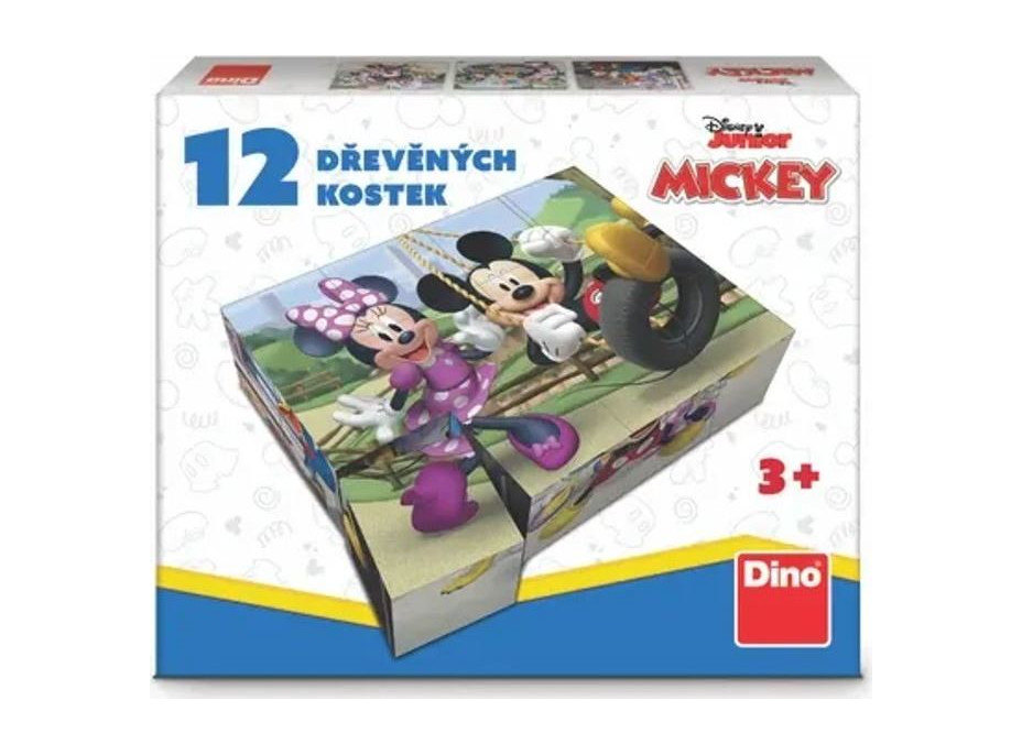 Dino Drevené licenčné kocky Mickey Mouse – 12 kociek