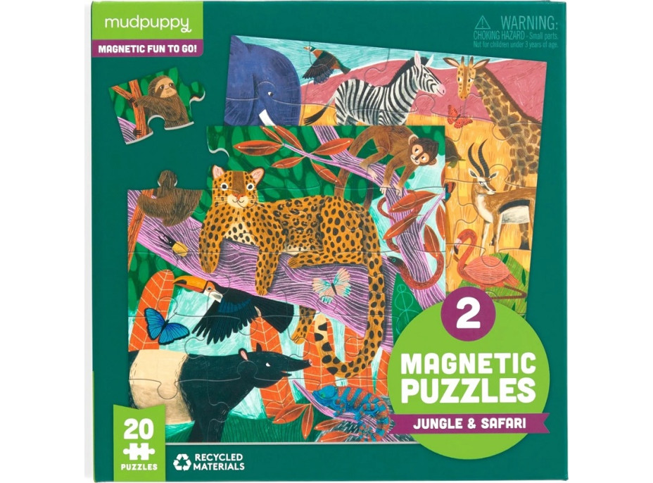 Mudpuppy Magnetické puzzle Safari a džungľa 2x20 dielikov