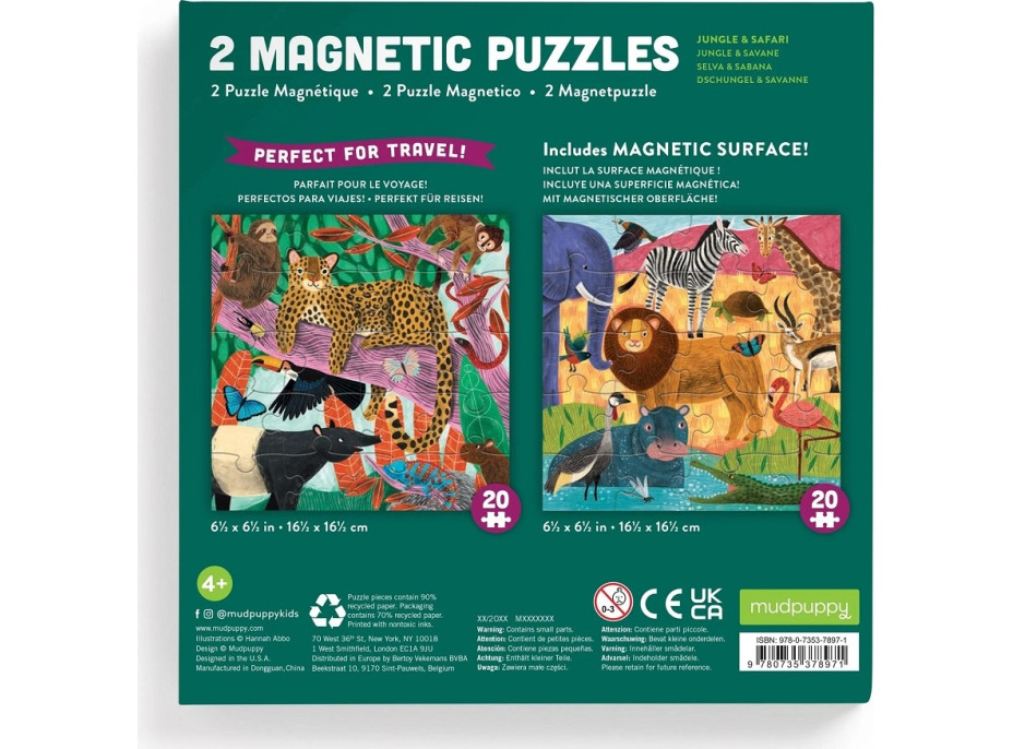 Mudpuppy Magnetické puzzle Safari a džungľa 2x20 dielikov