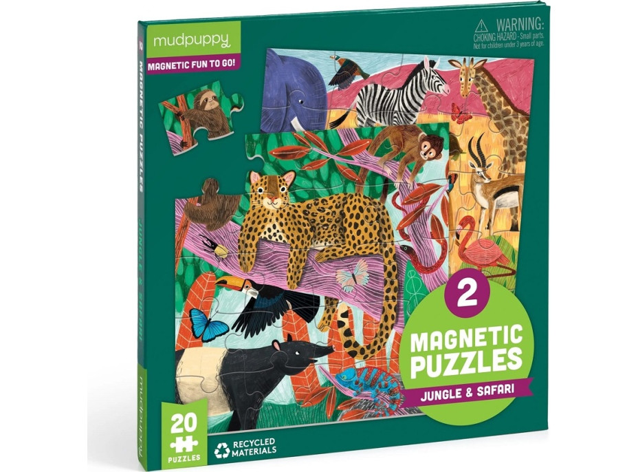 Mudpuppy Magnetické puzzle Safari a džungľa 2x20 dielikov