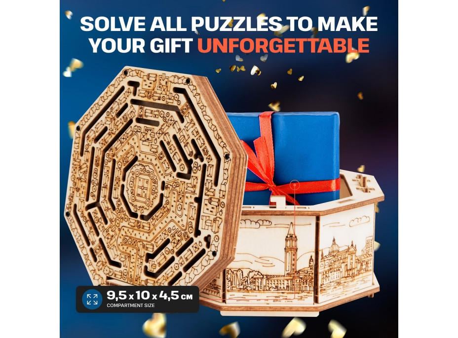 EscapeWelt 3D Drevená skladačka Secret Maze Box zložená