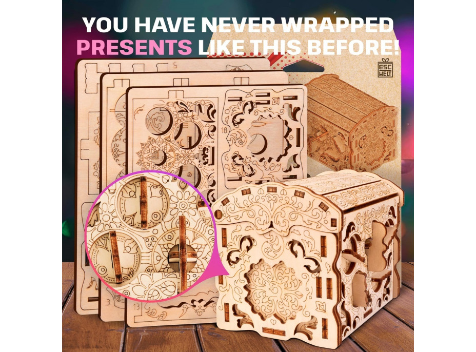 EscapeWelt 3D Drevená skladačka Secret Treasure Box zložená