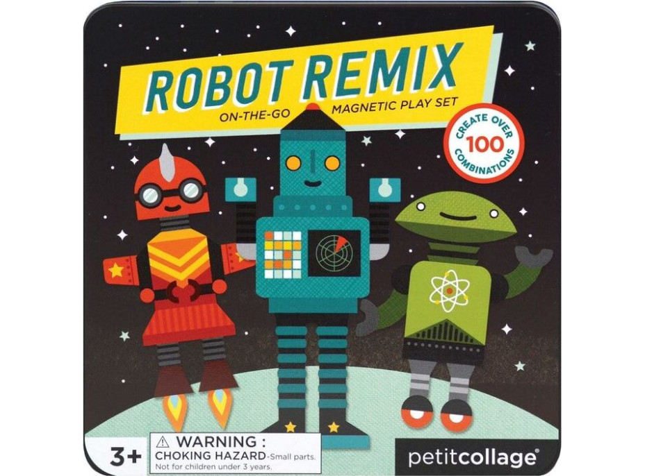 Petitcollage Magnetická hra Roboti - poškodená kovová krabička