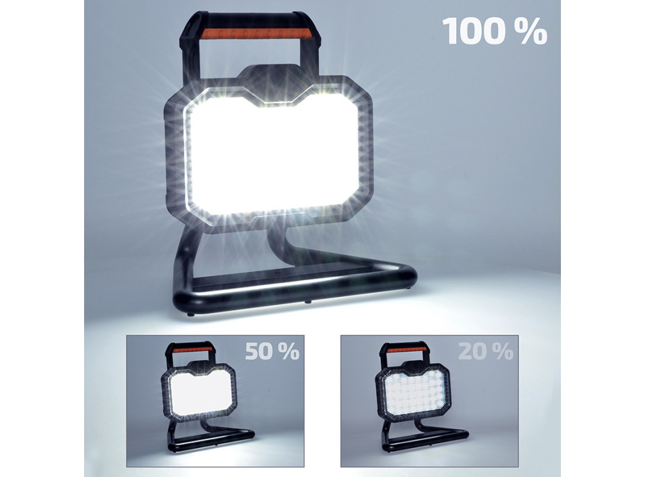 Solight LED reflektor 20W, prenosný, nabíjací, 2000lm, oranžovo-čierny