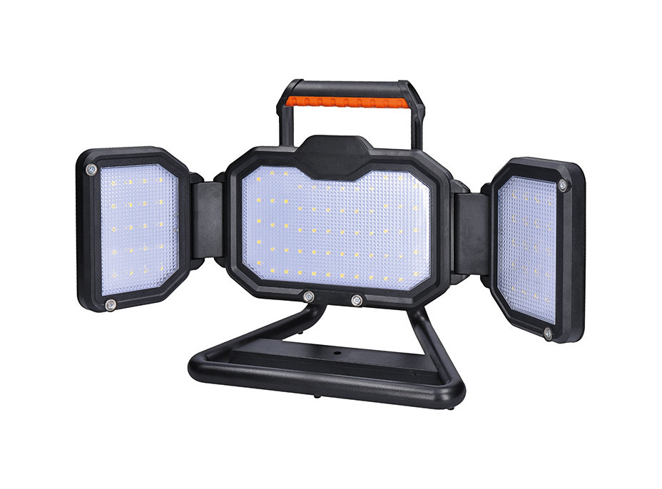 Solight LED reflektor 30W, prenosný, nabíjací, 3000lm, oranžovo-čierny