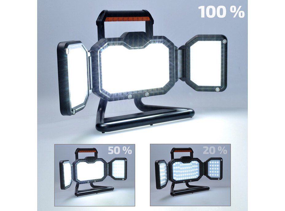 Solight LED reflektor 30W, prenosný, nabíjací, 3000lm, oranžovo-čierny