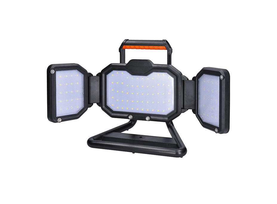 Solight LED reflektor 50W, prenosný, nabíjací, 5000lm, oranžovo-čierny