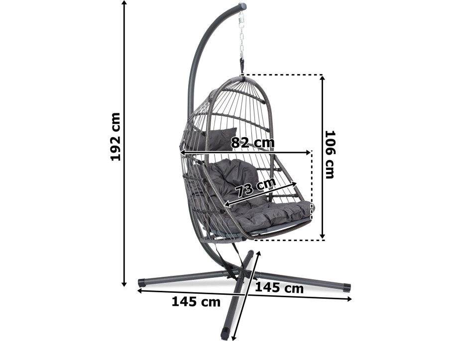 Závesné hojdacie kreslo HAITI - šedé