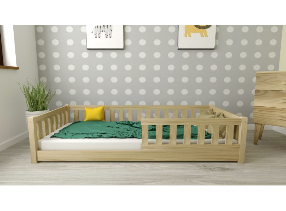 Detská Montessori posteľ z masívu borovice LULU 200x90 cm - prírodná