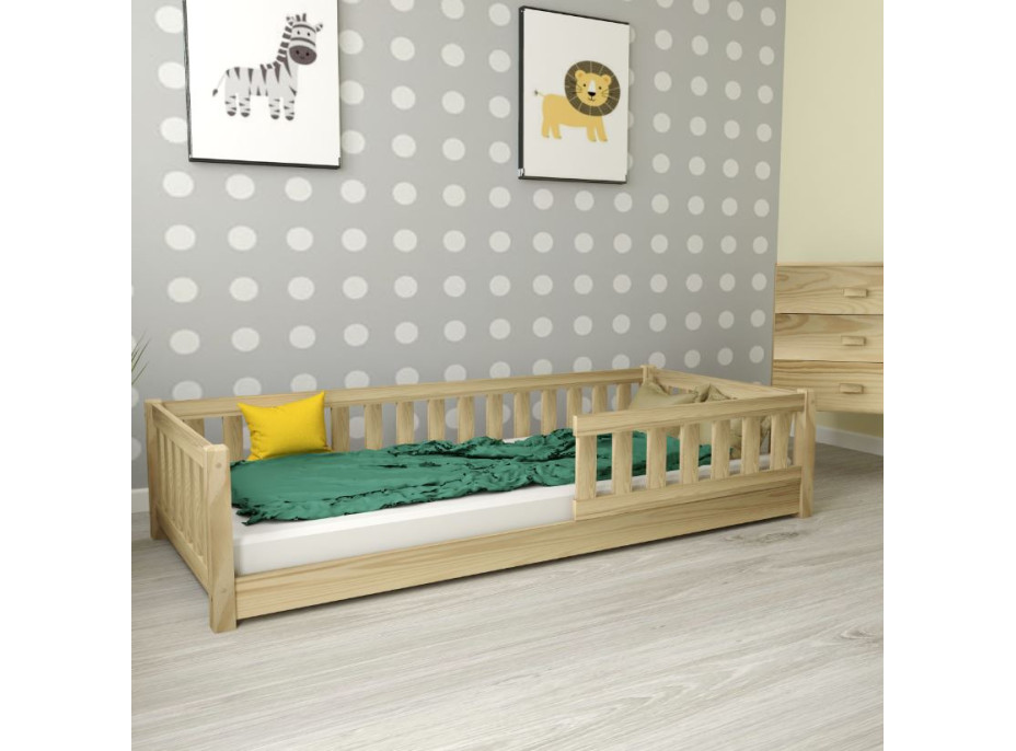 Detská Montessori posteľ z masívu borovice LULU 200x90 cm - prírodná