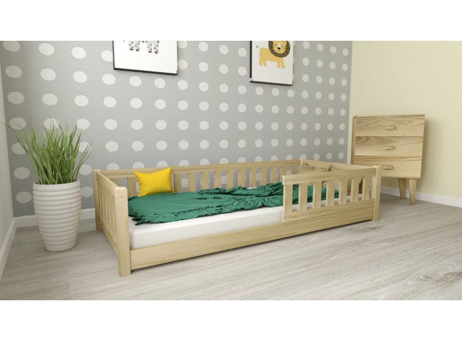 Detská Montessori posteľ z masívu borovice LULU 200x90 cm - prírodná